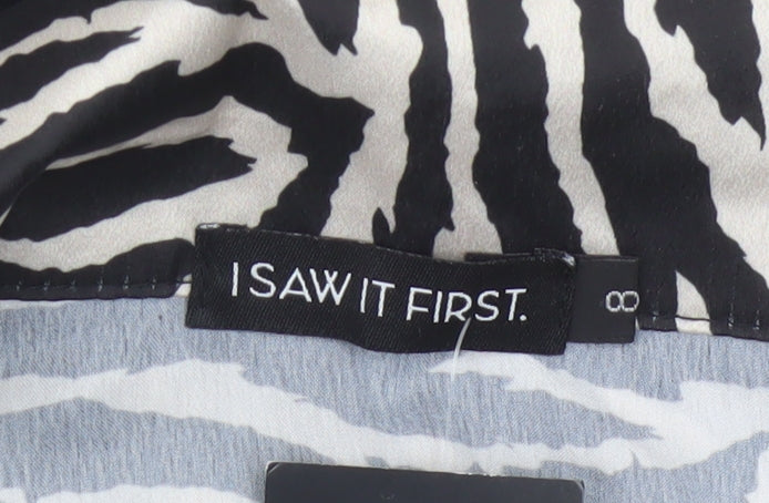 I Saw It First Women’s Black Zebra Print Long Sleeve Wrap Dress L