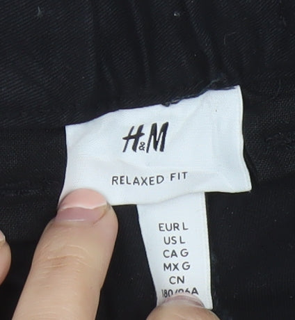 H&M Men’s Black Relaxed Fit Chino Trousers Size L