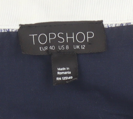 Topshop Women’s Blue Short Pencil Skirt Size 12 Lined Polyester