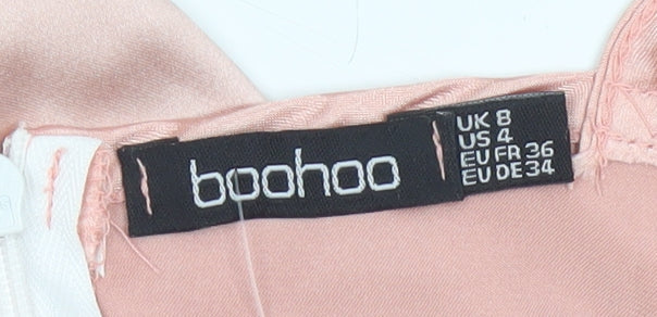 Boohoo Women's Pink Cowl Neck Satin Slip Dress Size 8