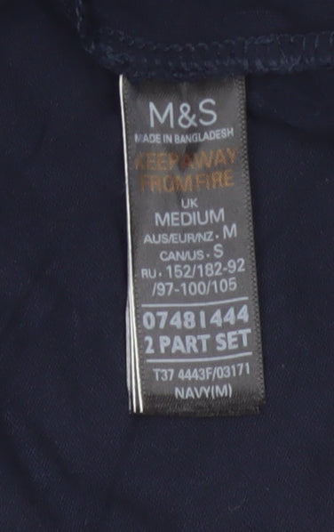 Marks and Spencer Women Blue Cotton Long Sleeve Pyjama Top M