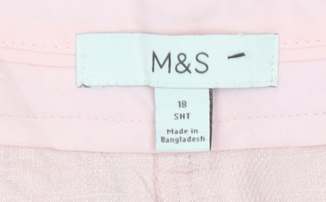 Marks and Spencer Womens Pink Linen Blend Straight Trousers Size 18