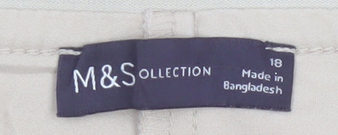 Marks and Spencer Women Beige Size 18 Cropped Trousers Cotton Blend