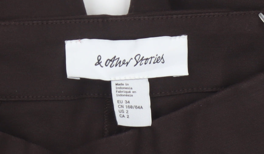 & Other Stories Women Brown Trousers Size 6 Straight Cotton Blend