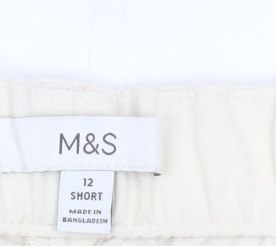 Marks and Spencer Women Beige Size 12 Short Tapered Trousers
