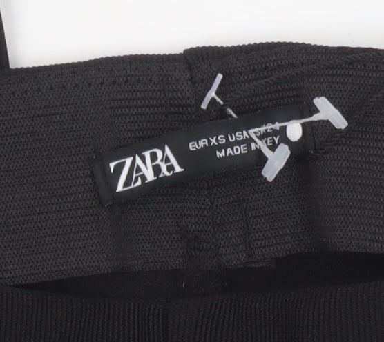 Zara Womens Black XS Flared High Rise Stretch Knit Trousers
