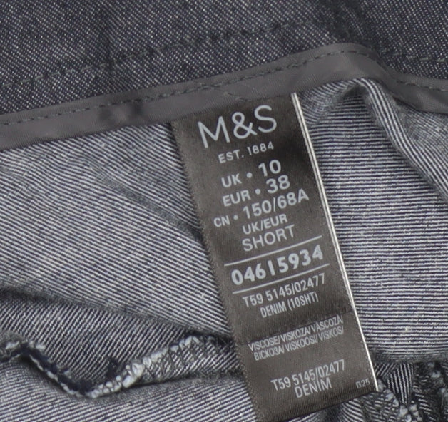 Marks and Spencer Women Blue Short Cropped Chino Trousers UK 10