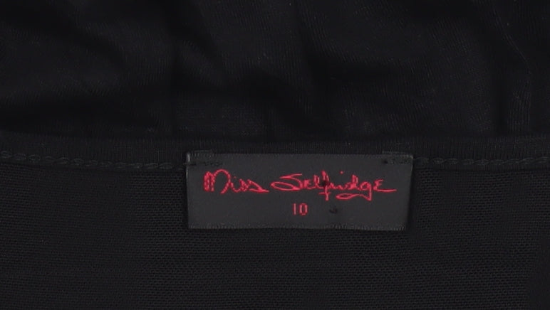 Miss Selfridge Women’s Black A-Line Sheer Long Sleeve Dress Size 10