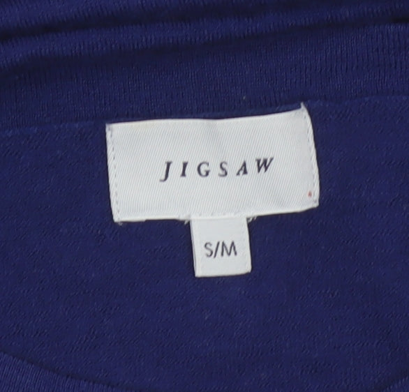 Jigsaw Women's Blue 100% Wool 3/4 Sleeve Pullover Jumper S