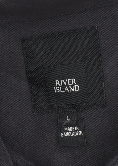 River Island Men's Black Cotton Twill Casual Jacket L