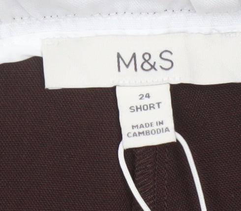 Marks and Spencer Women Brown Cropped Wide-Leg Trousers Size 24
