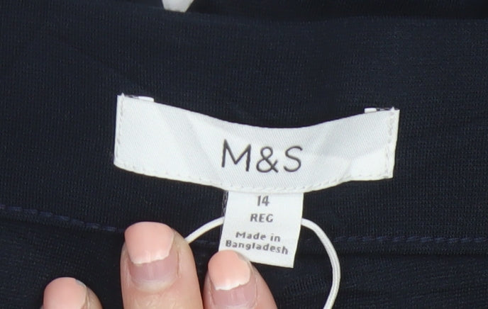 Marks and Spencer Womens Black Straight Leg Stretch Trousers Size 14