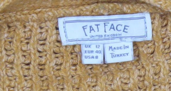 Fat Face Women’s Yellow Chunky Knit Open Cardigan UK 12