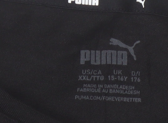 Puma Girls Black Short Sleeve Crew Neck Logo T-Shirt Size 15-16 Years