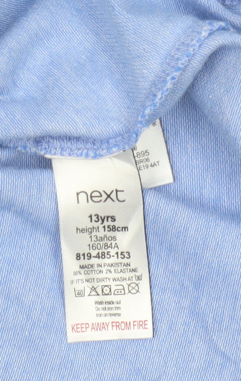 Next Boys Blue Long Sleeve Polo Shirt 13 Years Collared Cotton Blend