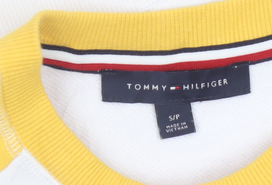Tommy Hilfiger Women Yellow White Crew Neck Long Sleeve Sweatshirt Size S