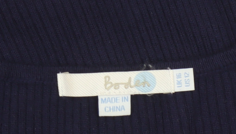 Boden Women’s Navy Blue Wool Knit Short Sleeve Jumper UK 16