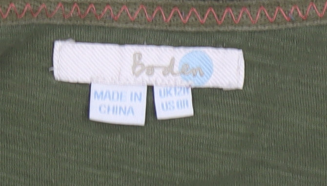 Boden Women Green Size 12 A-Line Cotton Knee Length Dress