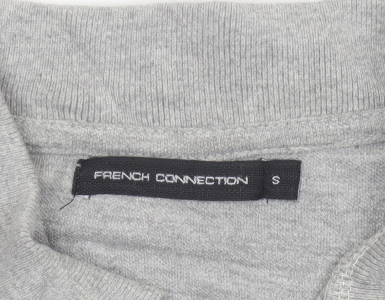 French Connection Women Grey Polo Shirt S Short Sleeve Cotton