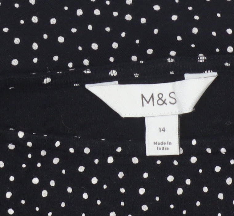 Marks and Spencer Women’s Black Polka Dot Cotton Tunic Blouse Size 14