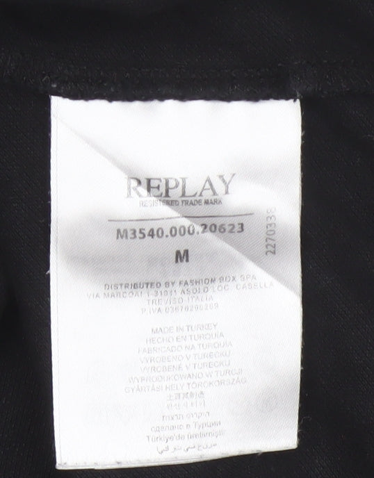 Replay Men's Black Regular Fit Cotton Polo Shirt M