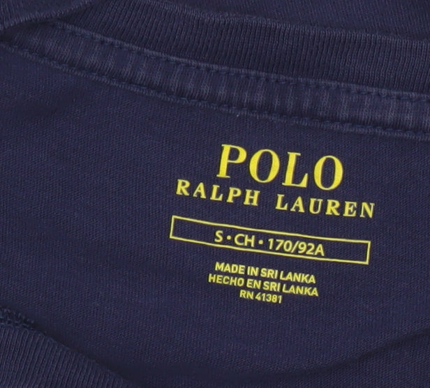 Ralph Lauren Boys Blue Logo Cotton T-Shirt Size S Short Sleeve