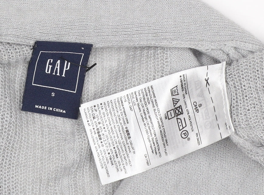 GAP Women's Grey V-Neck Open Knit Long Sleeve Cardigan Size S