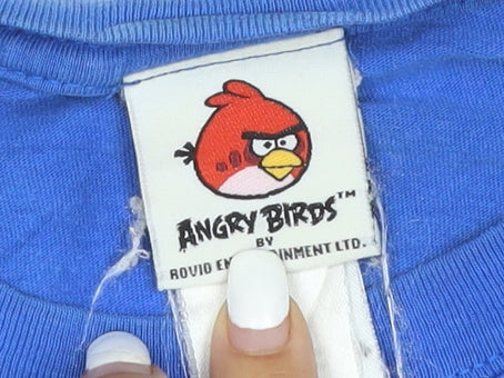 Cedar Wood State Men's Blue Angry Birds Graphic T-Shirt Size M