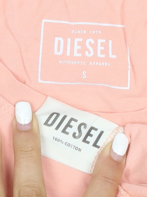 Diesel Womens Pink Cotton Basic T-Shirt Size S