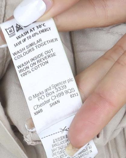 Marks and Spencer Womens Beige Cotton Cargo Capri Trousers UK 14
