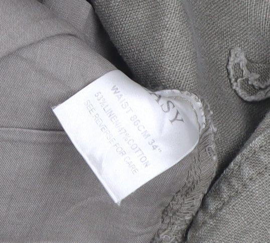 EASY Women’s Green Linen Cropped Trousers Size L 34in Waist