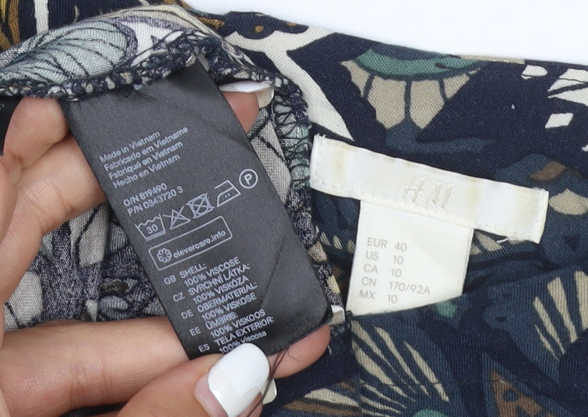 H&M Women's Multicoloured Floral Shift Dress Size 12 Viscose