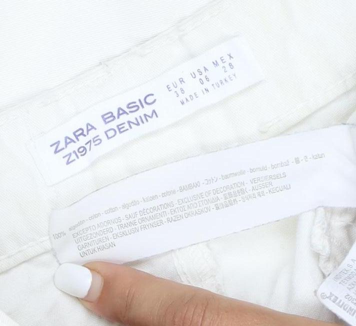Zara Basic Women White Wide-Leg Denim Jeans Size 10