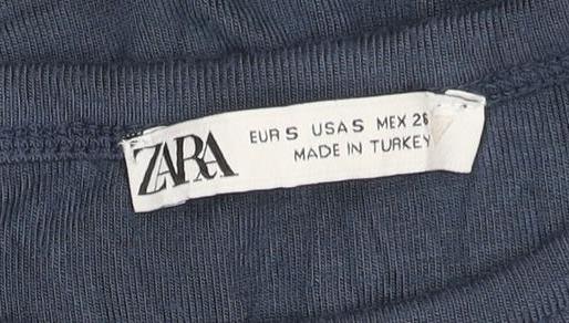 ZARA Women's Blue Cotton Basic Short Sleeve T-Shirt Size S