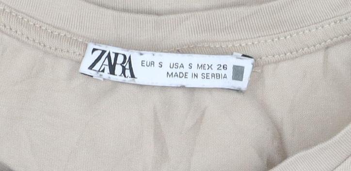 ZARA Women Beige Cropped Cotton Tank Top Size S