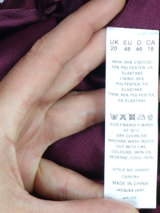 Jacques Vert Women Purple Sheath Knee Length Dress Size 20