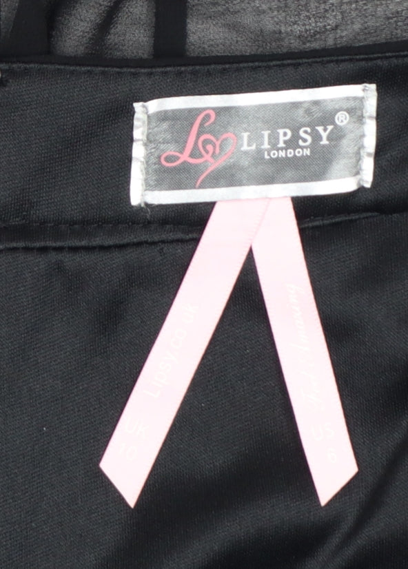 Lipsy London Women's Black Sequin Asymmetric Midi Skirt Size 10