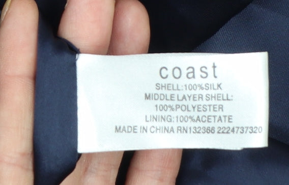Coast Women Blue Size 14 Silk Strapless A-Line Cocktail Dress