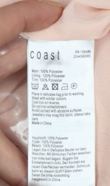 Coast Women's Pink Beaded Chiffon Camisole Top UK 12