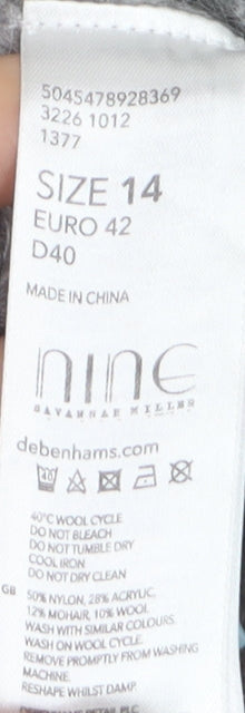Nine by Savannah Miller Womens Grey Size 14 Open-Knit Wool Jumper
