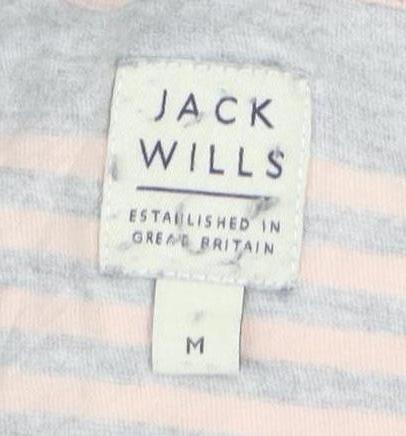 Jack Wills Men’s Grey Striped Cotton T-Shirt Size M Regular Fit