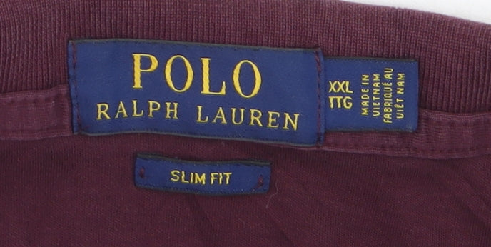 Ralph Lauren Women's Purple 2XL Slim Fit Cropped Polo Shirt