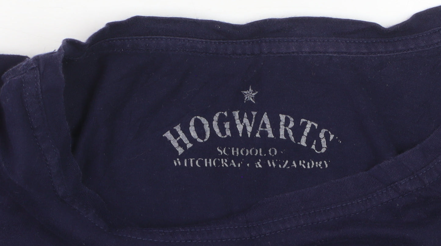 Harry Potter Womens Blue Hogwarts T-Shirt Small Short Sleeve
