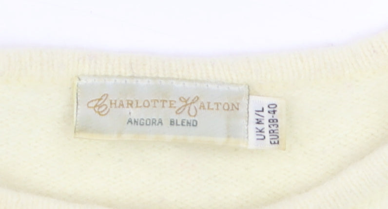 Charlotte Halton Women’s Ivory Angora Blend Cropped Knit Top M/L