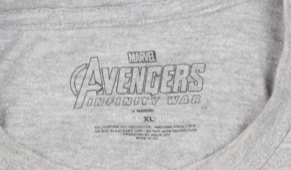 Marvel Avengers Infinity War Grey Graphic T-Shirt Men's XL