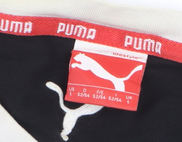 Puma Womens Black L Slim Fit Embroidered Logo Cotton T-Shirt