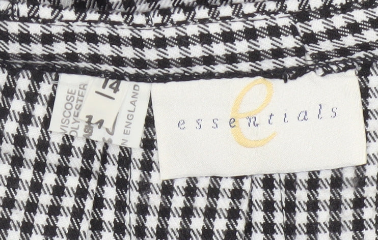 Essentials Women's Black Check Pleated Skirt Size 14