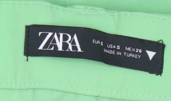 Zara Women's Green Straight Leg Crepe Trousers Size S