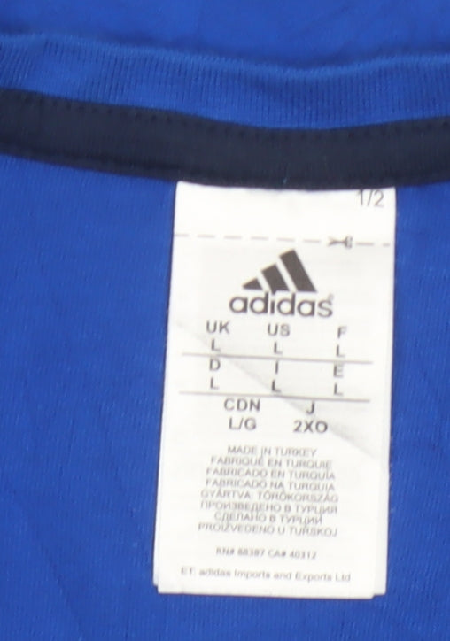 Adidas Men's Blue Graphic Print Short Sleeve Crew Neck T-Shirt Size L