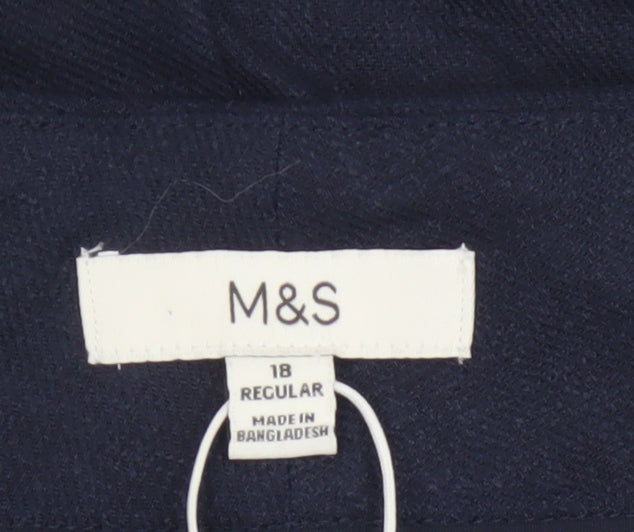Marks and Spencer Womens Blue Linen Blend Chino Shorts Size 18